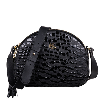 Czarna torebka Canaletto ze skóry z efektem kropli – elegancja i funkcjonalność na lata TD810s258