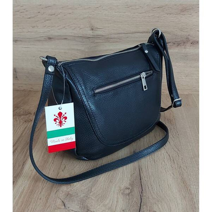 Duża pojemna Włoska skórzana listonoszka A5 Vera Pelle Czarna VPLB25N