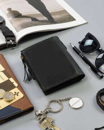 Skórzany portfel w stylu retro Rovicky Czarny