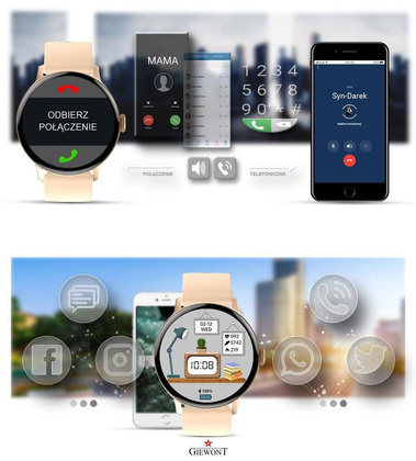 Smartwatch Giewont Różowy GW330-1 + Bransoleta Różowe Złoto