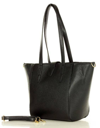 Torebka skórzana shopperka trepezowa na ramię - MARCO MAZZINI czarna - min. zamówienie 20 / 50 / 100 szt.