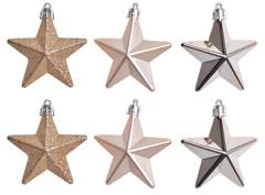 Kpl. 6 bombek gwiazdek złotych