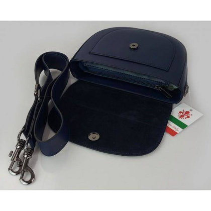 Listonoszka,chlebak,przewieszka Vera Pelle klapka zamsz Granatowa LVP399BS