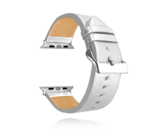 MINET Srebrny skórzany pasek Top Grain do APPLE WATCH 42-44 mm