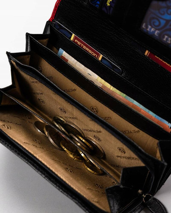 Duży skórzany portfel damski na zatrzask