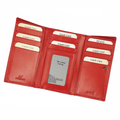 Portfel Damski Skórzany 948-47 RFID Czerwony
