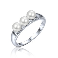 MINET Pierścien srebrny z perłą rozm. 11