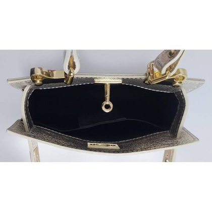 Włoska torebka listonoszka , kuferek Vera Pelle złote okucia skóra BERK221ORO