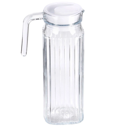 Dzbanek szklany z pokrywką wąski do lodówki 1 l