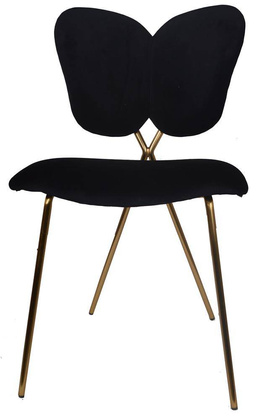 Krzesło welurowe motyl czarne ze złotymi metalowymi nogami