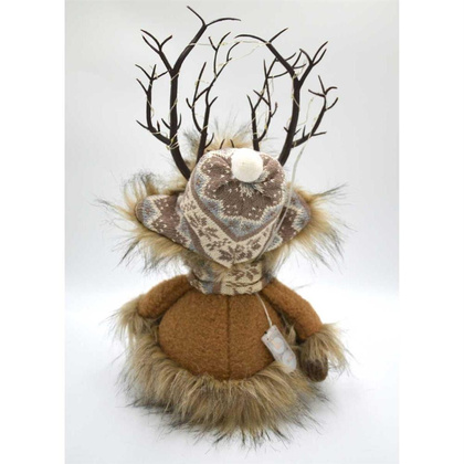 Futrzany renifer z podświetlanym porożem brązowy 20x35x47CM