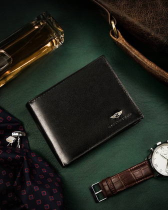 Duży, skórzany portfel męski bez zapięcia peterson