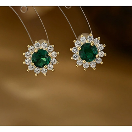 Kolczyki ze stali szlachetnej pozłacane 14k złotem, z cyrkoniami KST3415