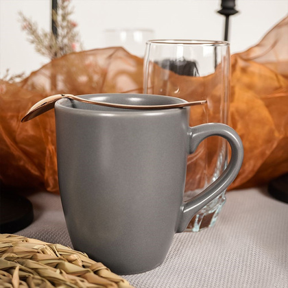 Kubek z uchem do picia kawy herbaty napojów ceramiczny szary ALFA 350 ml