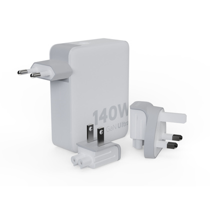 XTORM Ładowarka turystyczna 140W GaN +kabel USB-C PD biała