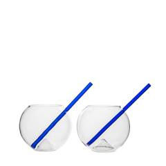 Szklanka Ze Słomką 2-Pak 5267800713 Clear/Blue