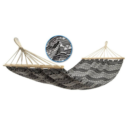 HAMAK OGRODOWY 2 OSOBOWY ETNO 200X150CM CZARNO-BIAŁY