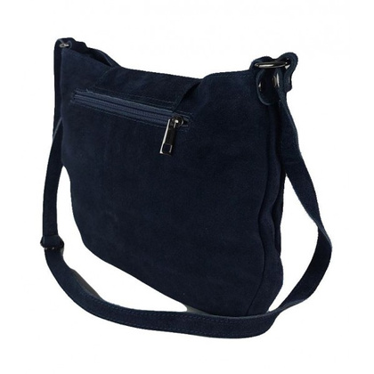 Duża zamszowa listonoszka ,chlebak Vera Pelle ,pojemna przewieszka A5 Granatowaa VPZ55BS