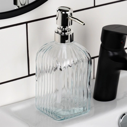 Pojemnik szklany do mydła lub płynu do naczyń dozownik na mydło płyn 550 ml