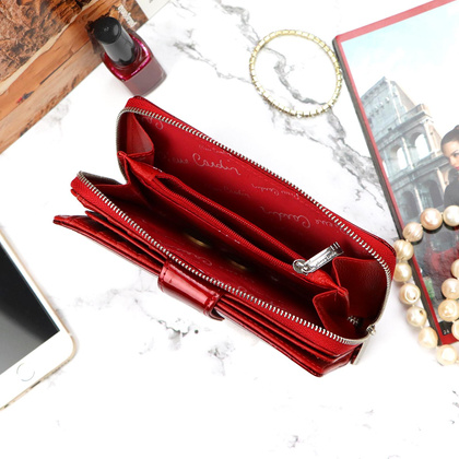 PIERRE CARDIN Skórzany portfel damski, czerwony