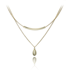 MINET Elegancki pozłacany podwójny naszyjnik srebrny