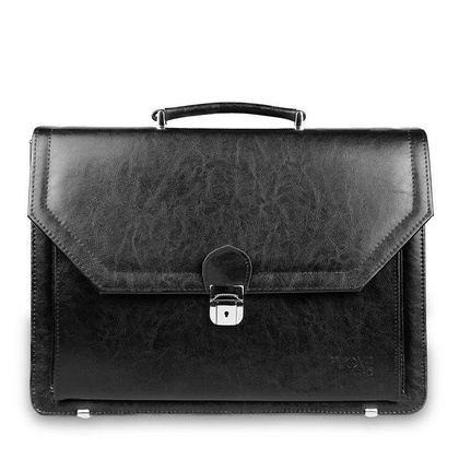 Skórzana teczka męska na laptopa czarna aktówka - Pavone Nero Marsala 2171 BL