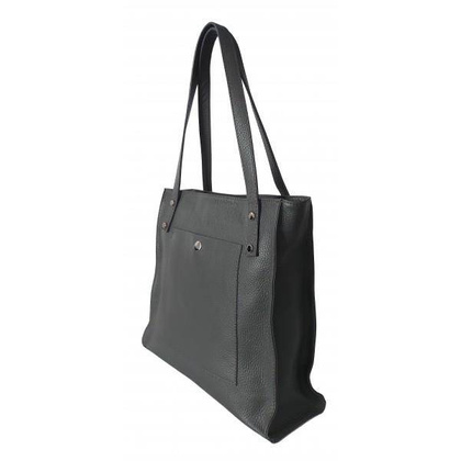 Skórzana Włoska torba na ramię Vera Pelle miękka , pojemna a4 Szara - Grafit WR365G