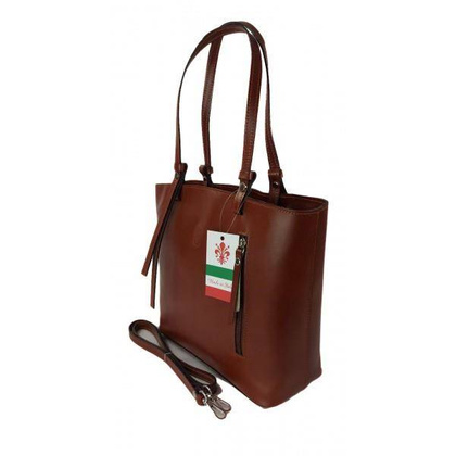 Torebka na ramię Vera Pelle ,Włoski skórzany kuferek format A4, Brązowa KM446M