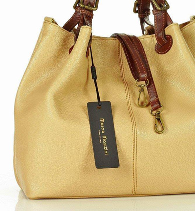Torba skórzana klasyczny shopper bag - MARCO MAZZINI karmelowy beż - min. zamówienie 20 / 50 / 100 szt.