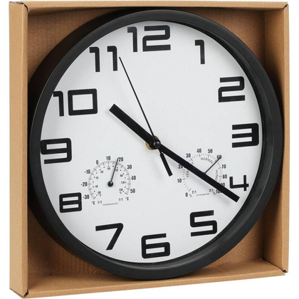 ZEGAR ŚCIENNY 25CM Z TERMOMETREM - BIAŁY