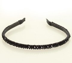 Elegancka opaska na włosy kamienie tiara MAZZINI czarny - min. zamówienie 20 / 50 / 100 szt.