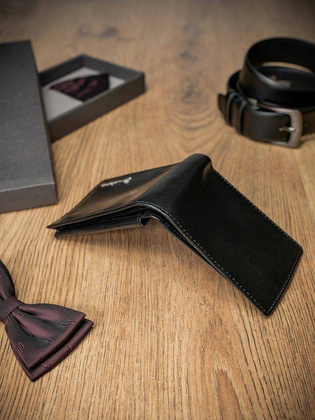 Skórzany portfel męski w wersji poziomej z membraną rfid stop