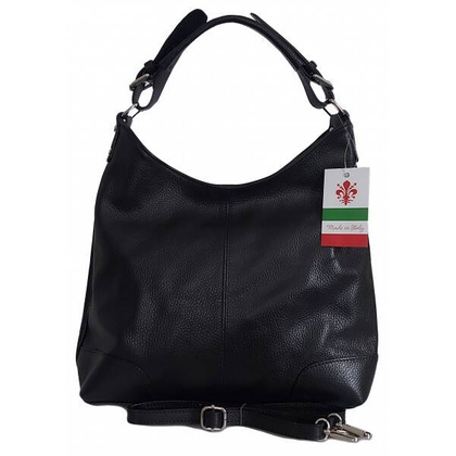 Skórzany Włoski worek ,torba na ramię Vera Pelle miękka ,pojemna Czarna VORX12N