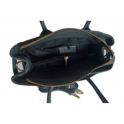 Włoska skórzana torebka kuferek do ręki Vera Pelle, złote okucia Szary KMA35G