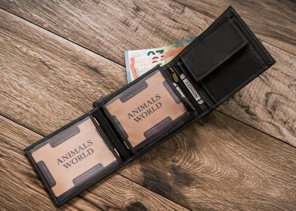 Portfel męski skórzany N992-CHM-DOG-1 Czarny