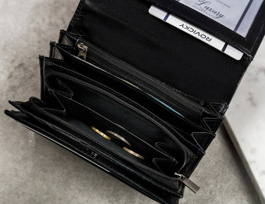 Duży portfel damski z bydlęcej skóry naturalnej