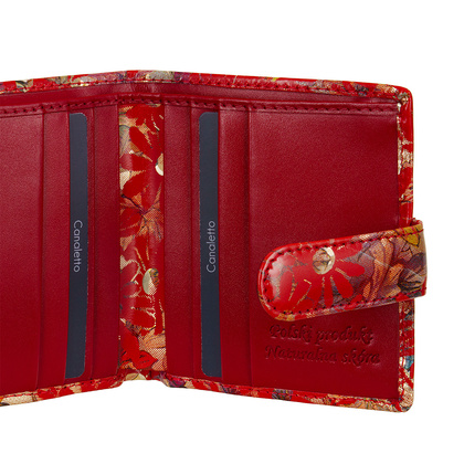 Czerwony portfel damski BajuBaj z naturalnej skóry licowej – funkcjonalny i stylowy PD1042s132