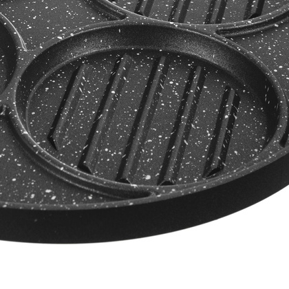 Patelnia grillowa do smażenia burgerów jajek placków granitowa 4 otwory GRANDE 26,5 cm