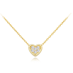 MINET Złoty naszyjnik serduszko z białymi cyrkoniami Au 585/1000 1,40g