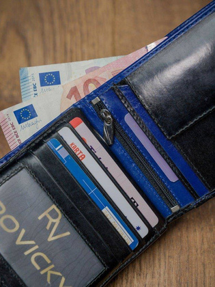 Skórzany portfel poziomy dwukolorowy składany