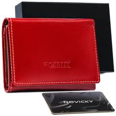 Kompaktowy portfel z polerowanej skóry naturalnej