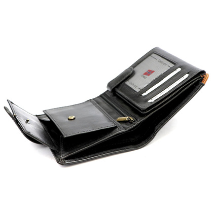 Skórzany składany pojemny męski portfel od Nordee REIN N4L czarny