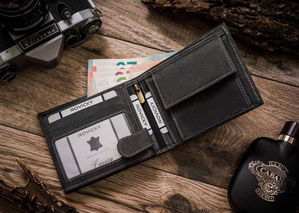 Portfel męski skórzany N992-CHM DEER Czarny