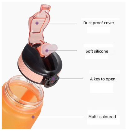 Butelka na wodę, bidon PANTERKA 1L ombre Fiolet z pomarańczem BD43WZ2