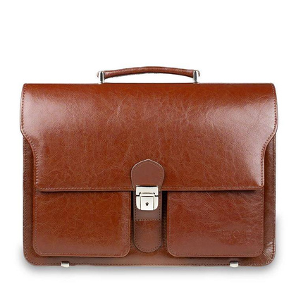 Skórzana teczka męska na ramię laptopa brązowa - Pavone Nero Treviso 2225 BR