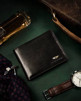 Skórzany średni portfel męski bez zapięcia