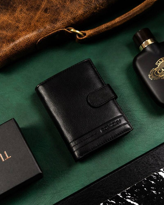 Klasyczny skorzany portfel meski na zatrzask