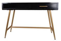Biurko czarne z szufladą na złotych nogach