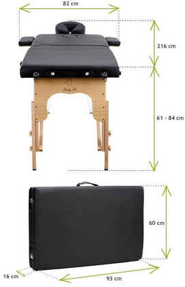 Stół, łóżko do masażu 2-segmentowe drewniane Czarne