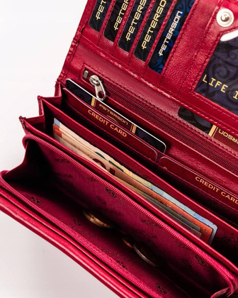 Duzy skorzany portfel damski na zatrzask